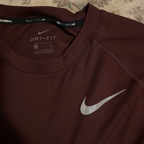 Maroon (Red) Long Sleeve Nike Dri-Fit Athletic Shirt - Picture 2 of 3